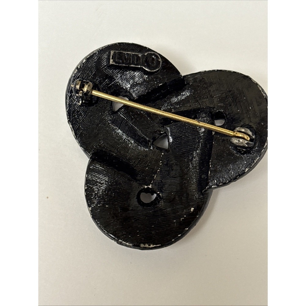 Vintage LMD Chocolate Brown And Light Rhinestone Brooch Pin, Knot, Black. WOW! - Picture 3 of 4